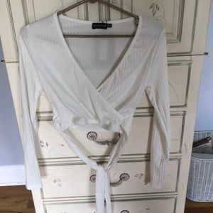 PLT white wrap crop top